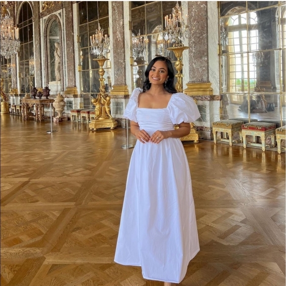 ZARA * BLOGGERS FAVORITE DRAPED POPLIN DRESS White Midi Maxi - Picture 12 of 16